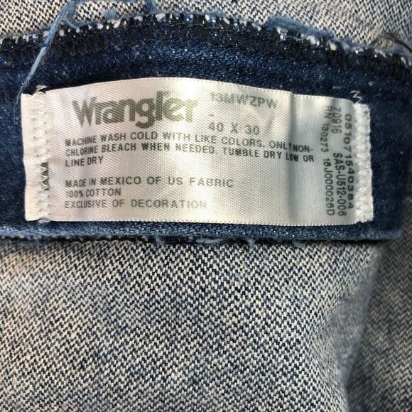 Wrangler Mens Jeans Size 40X30 Blue Denim Straight Leg Classic Casual Cotton - Picture 8 of 13